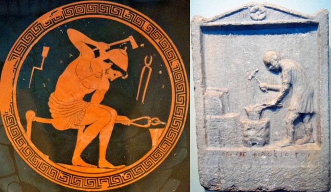 Information about ancient professions come principally from inscriptions, funerary stones, and vases. These two examples are found in the museums on Museum Island, Berlin, Germany.  © copyright holder of this work is Richard E. Oster.